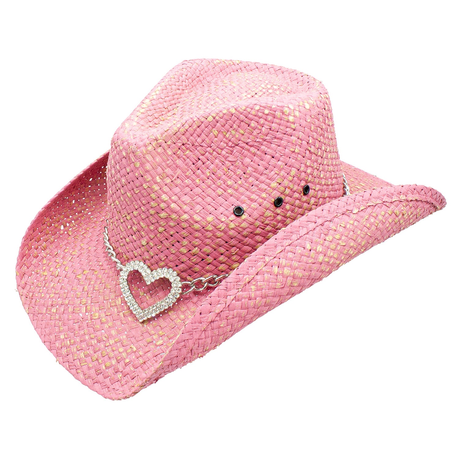 Heart Attack Natural Curved Brim Heart Cowboy Drifter Hat Doba Pink